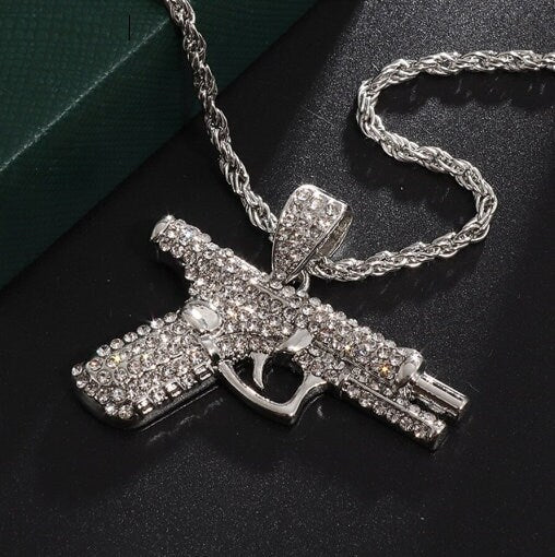 Gun Shaped Pendant Necklace (Gold or Silver)