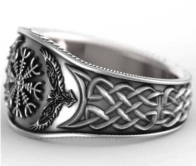Vintage Tai Silver Eagle Viking Compass Ring