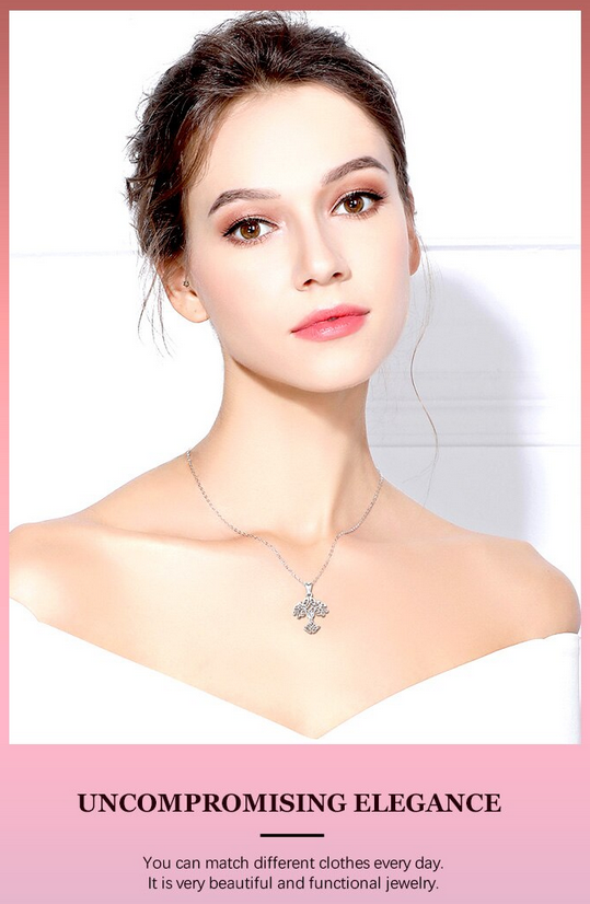 Eudora Genuine 925 Sterling Silver Tree of life Pendant Necklace