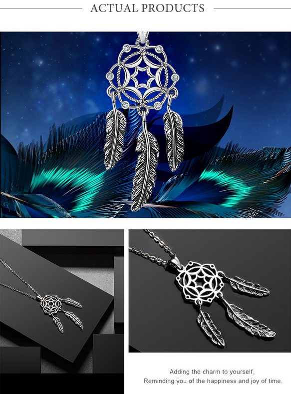 Eudora Genuine 925 Sterling Silver Dream Catcher Pendant Necklace