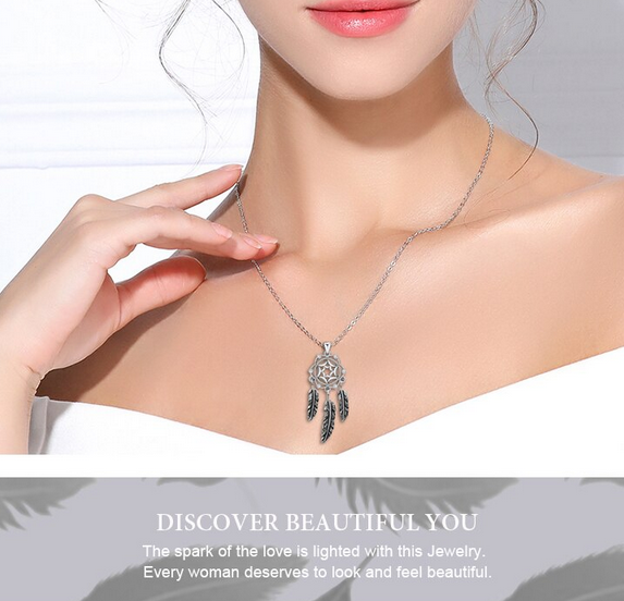 Eudora Genuine 925 Sterling Silver Dream Catcher Pendant Necklace