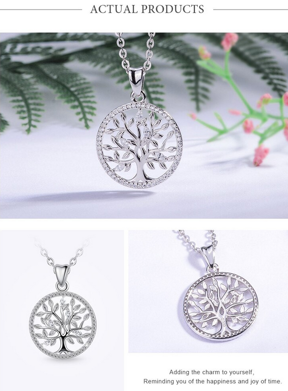 Eudora Genuine 925 Sterling Silver Tree of life 2 Pendant Necklace