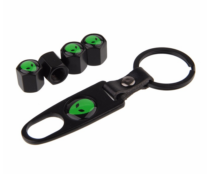 Green Alien Valve Stom Covers W/ Wrench