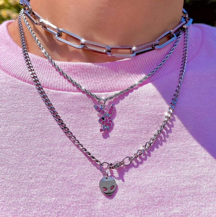 Alien Face Goth Necklace