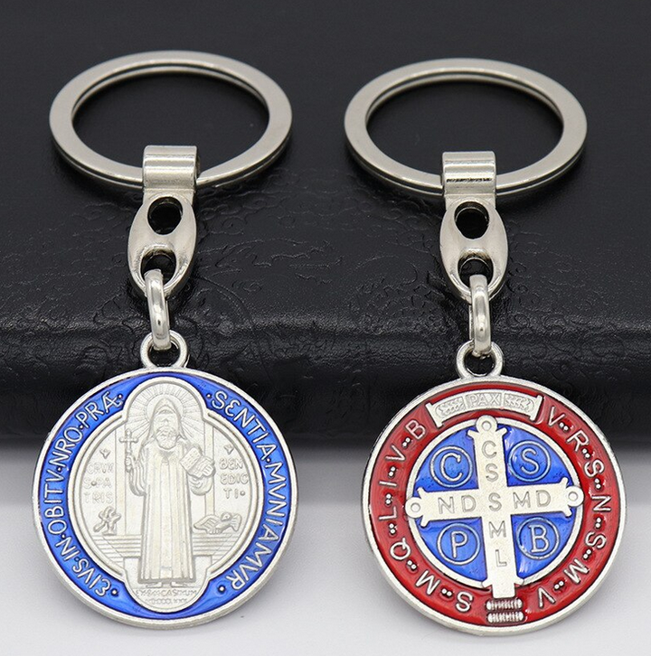 St. Benedict Keychain (blue or red)