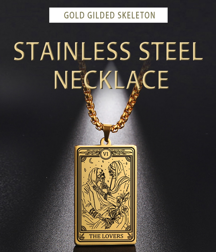 Tarot Card "The Lovers" Talisman Skull Necklace