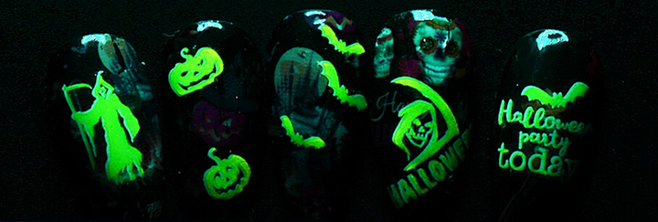 Spooky Halloween Glow-in-the-Dark Finger Nial Decals (CY-016 or CY-017)