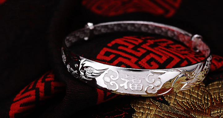 999 Fine Silver Dragon Blessings Bracelet