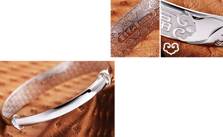 999 Fine Silver Dragon Blessings Bracelet