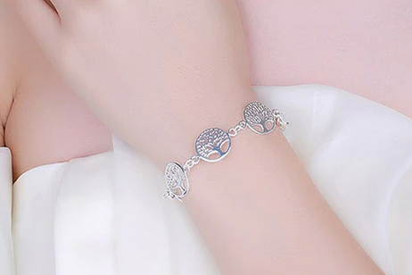 925 Sterling Silver Tree Of Life Chain Charm Bracelet