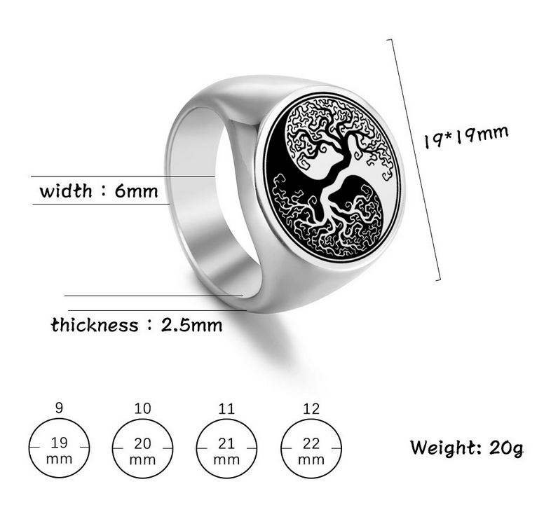 Yin Yang Tree of Life Ring