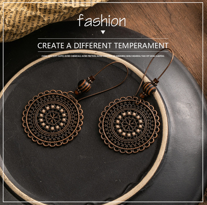 Bohemian Medicine Wheel Drop Earrings