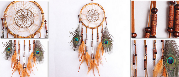 Native American Style Dreamcatcher Handmade With Peacock Feather