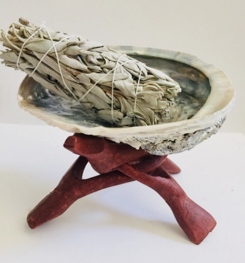 Abalone Smudge Bowl and Stand (Med or Large)