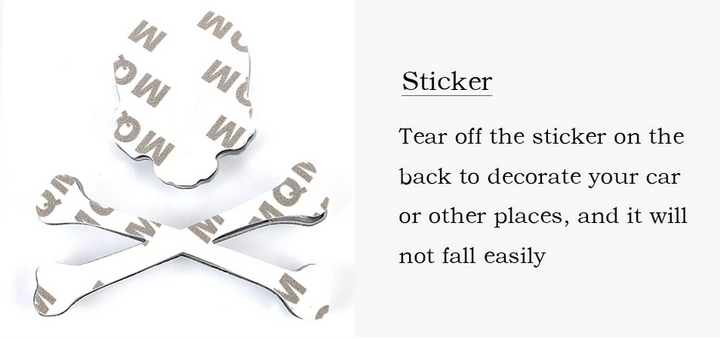 Skull And Cross Bones Metal Decal (Gold or Silver)