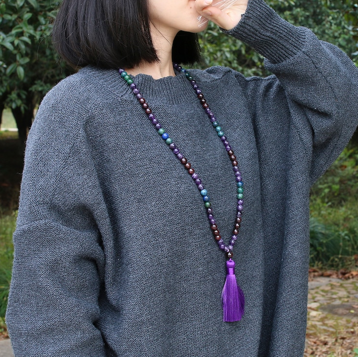 Natural Garnet Mala With Tassel (With or W/O Bracelet)
