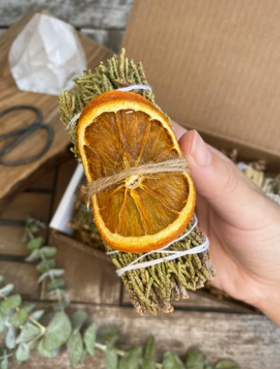 Juniper Sage Smudge Sticks W/ Orange Stick