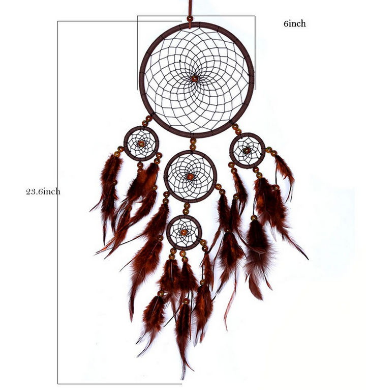 5 Hoop Handmade Dreamcatcher Brown