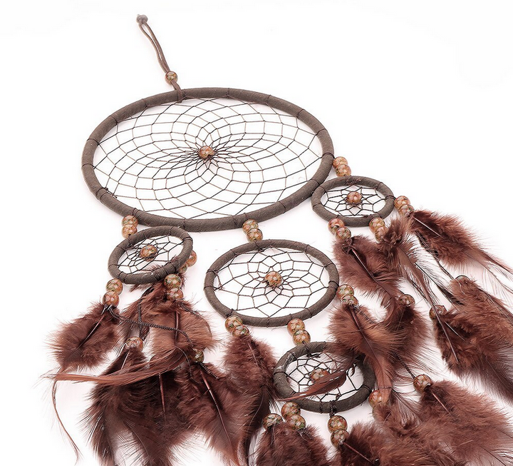 5 Hoop Handmade Dreamcatcher Brown