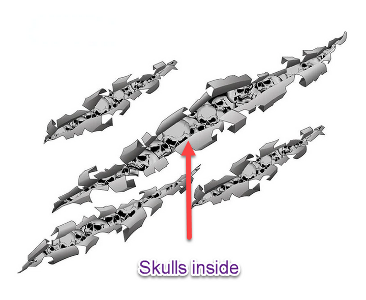Claw Marks Skull Decal