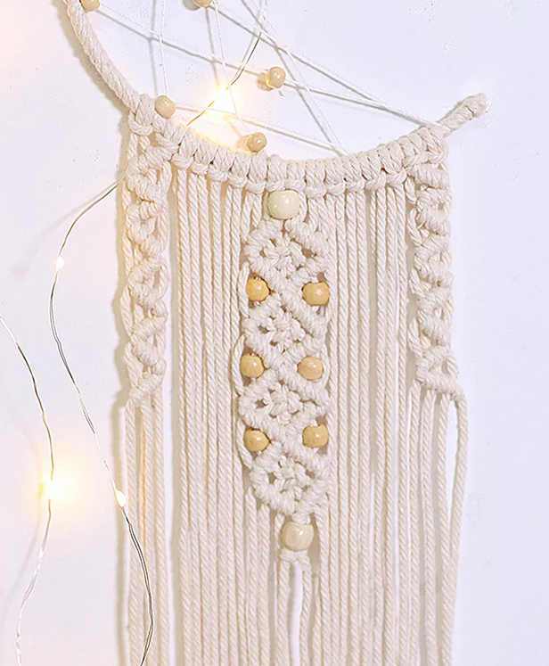 Handmade Nordic Crescent Hanging Boho Tassels Wood Beads Dreamcatcher