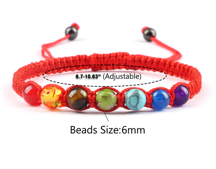 7 Chakra Braided Bracelet 6mm Natural Stone