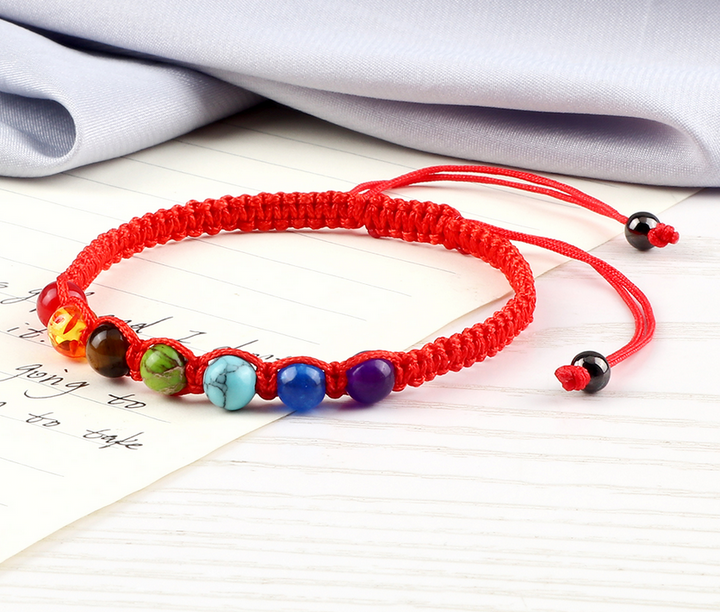 7 Chakra Braided Bracelet 6mm Natural Stone