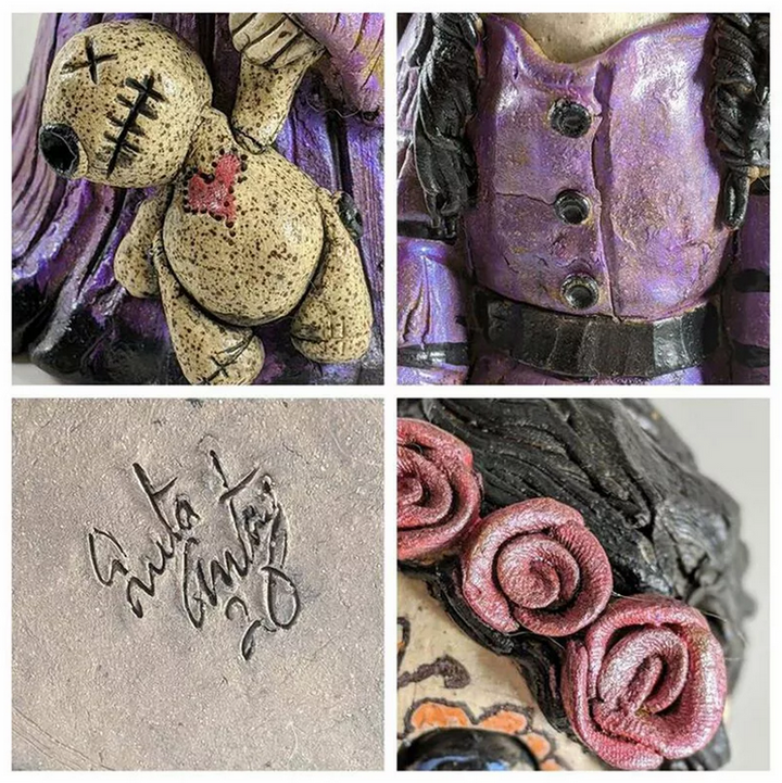 Resin Scary Voodoo Girl With Doll Incense Burner