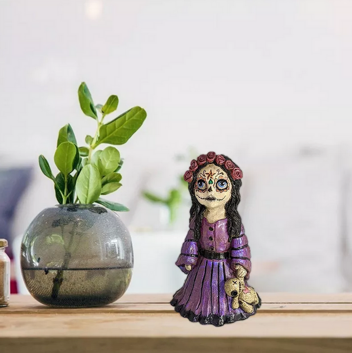 Resin Scary Voodoo Girl With Doll Incense Burner