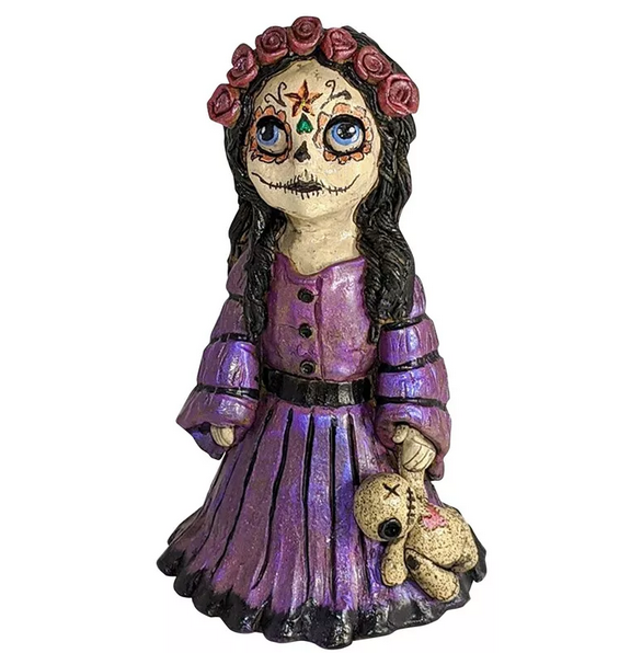 Resin Scary Voodoo Girl With Doll Incense Burner