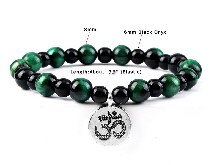 Om Sacred Symbol Natural Tiger Eye Stone Bracelet (3 Types)