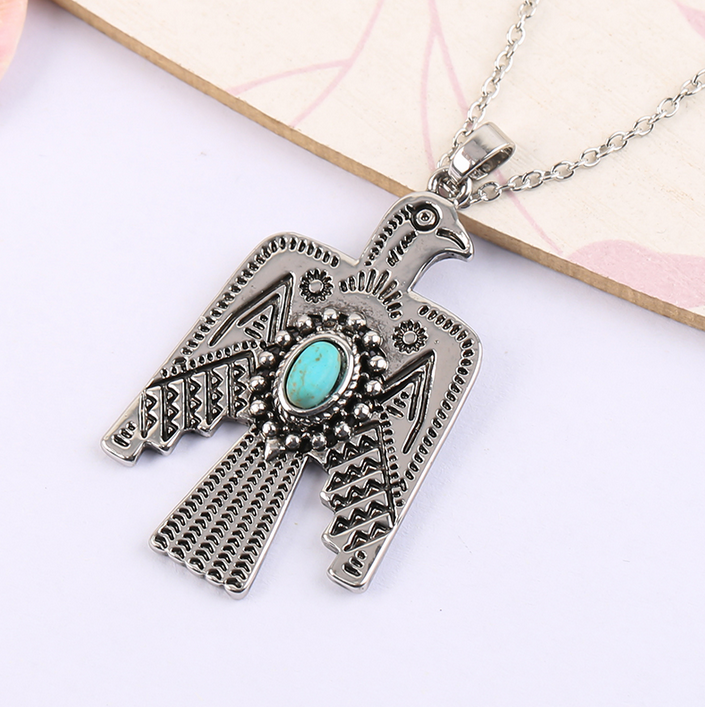 Native American Thunderbird Necklace Earrings Set