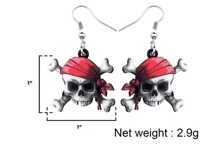 Acrylic Skull and Cross Bones Earrings