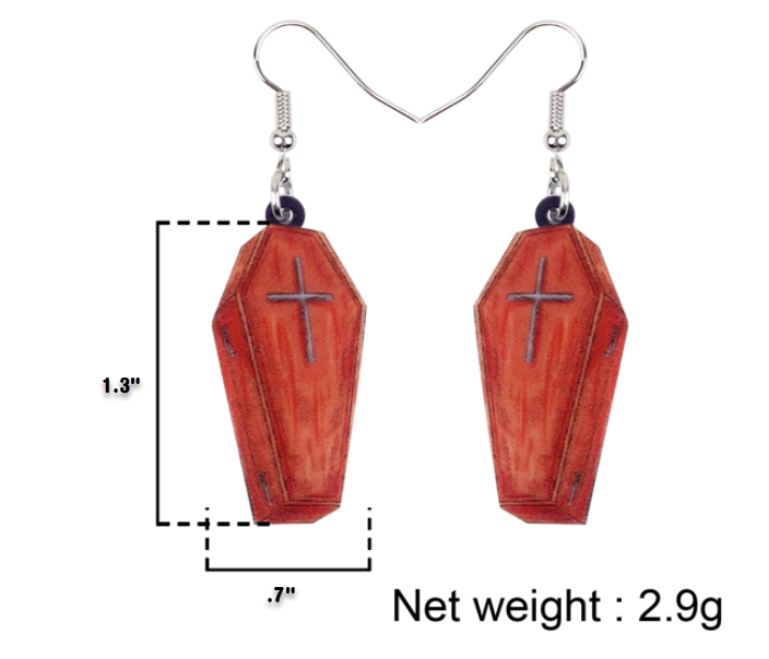 Acrylic Coffin Cross Earrings