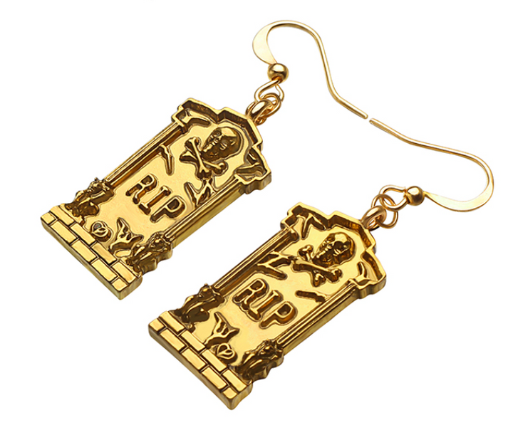 RIP Headstone Earrings (Gold or Silver)
