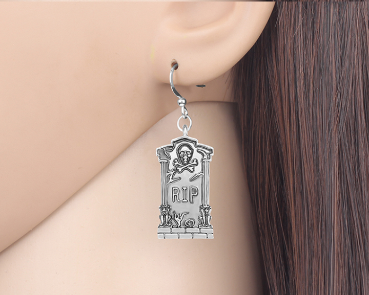 RIP Headstone Earrings (Gold or Silver)