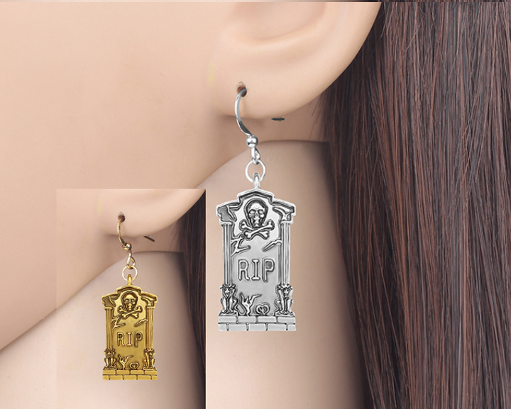 RIP Headstone Earrings (Gold or Silver)