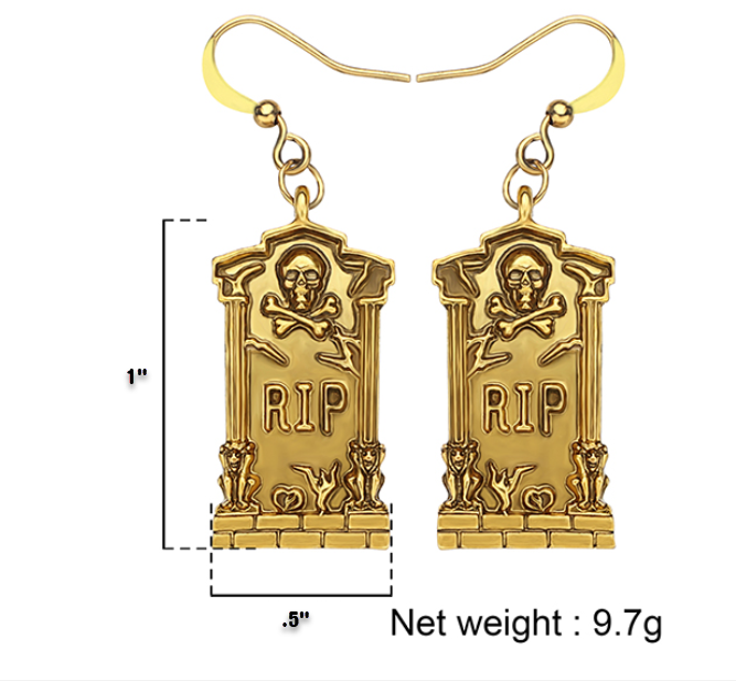 RIP Headstone Earrings (Gold or Silver)