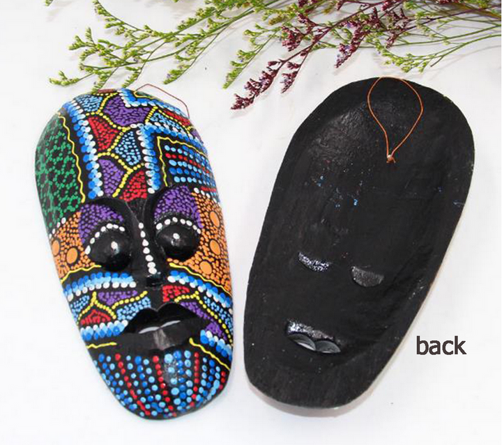 African Totem Mask - Wood Carved - Hand Painted 12"