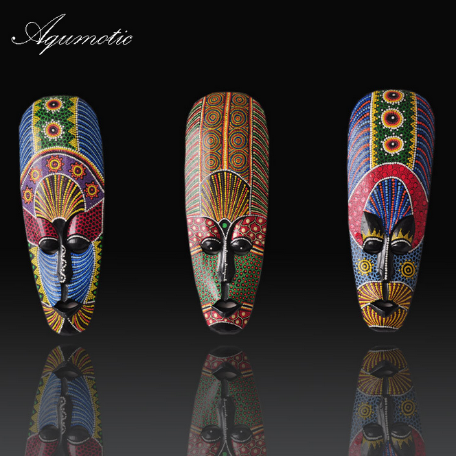 African Totem Mask - Wood Carved - Hand Painted 12"