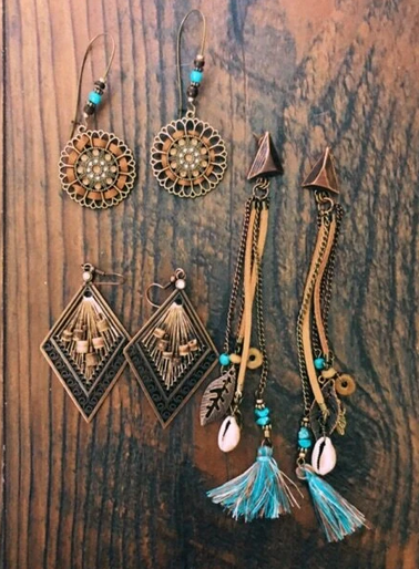 3 Set Vintage Boho Tassel Pendant Earring - 2