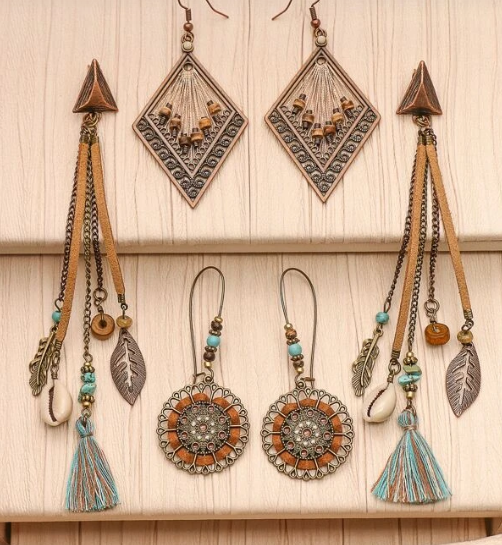 3 Set Vintage Boho Tassel Pendant Earring - 2