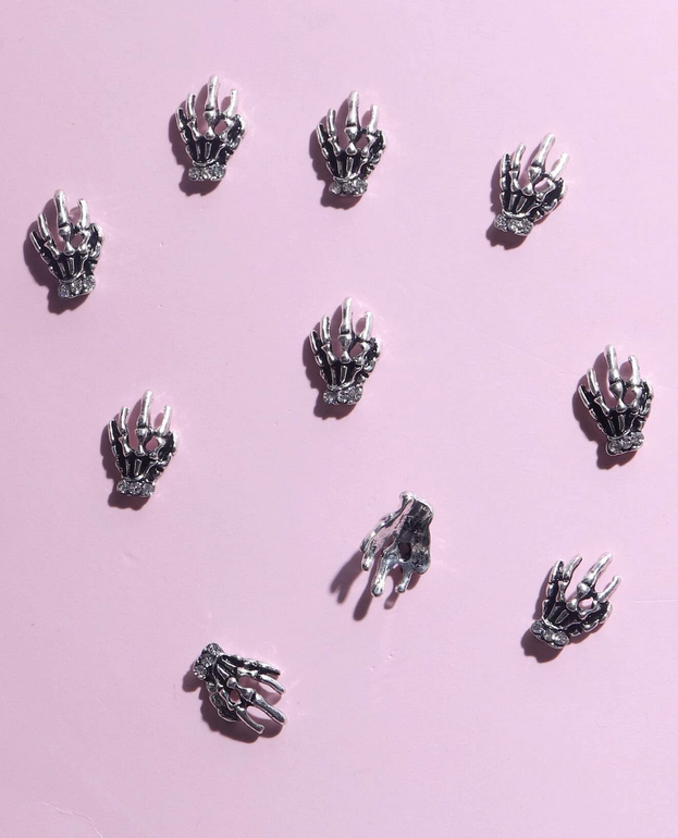 Metal Skeleton Hand Finger Nial Art (10 pcs)