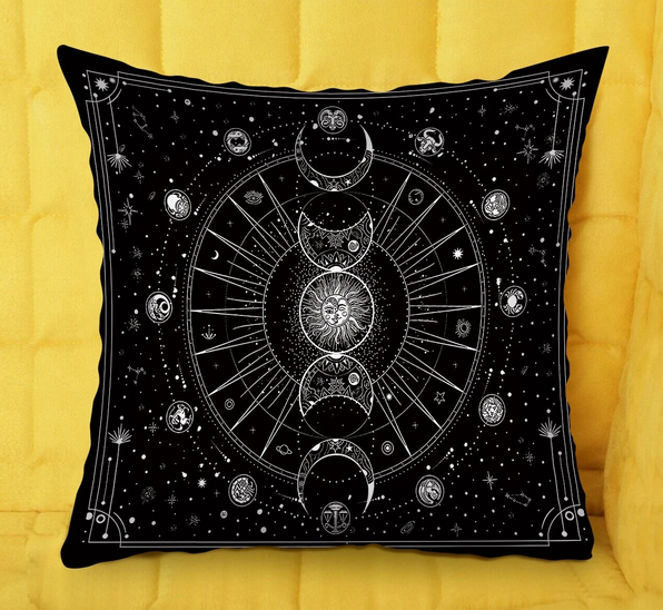 Comfy Wicca Sun Moon Pillow Case (without pillow) 18 x 18