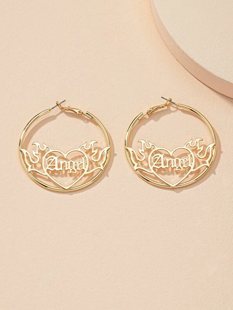 Angel Flames Heart Hoop Earrings
