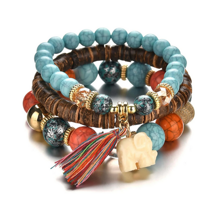Stacked Multi Color Natural Stone Beads Bracelet