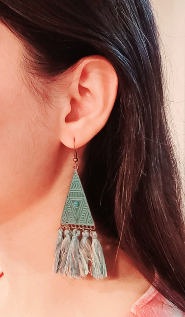 Vintage Boho Aztec Tassel Pendant Earring