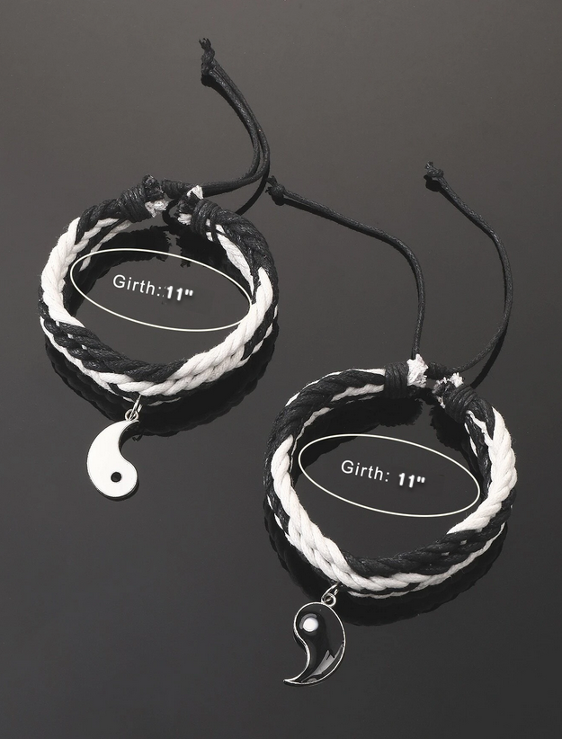 2pcs Yin & Yang Charm Bracelet