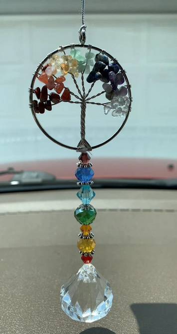 Wall / Window Hanging Multi-Colored Chakra Tree Prism
