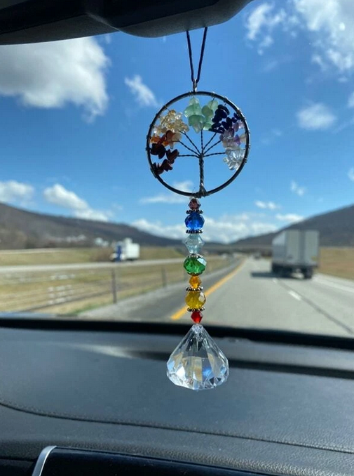 Wall / Window Hanging Multi-Colored Chakra Tree Prism